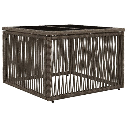 vidaXL Garden Table Grey and Black 55 x 55 x 37 cm PE Rattan and Glass