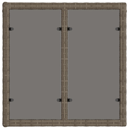 vidaXL Garden Table Grey and Black 55 x 55 x 37 cm PE Rattan and Glass