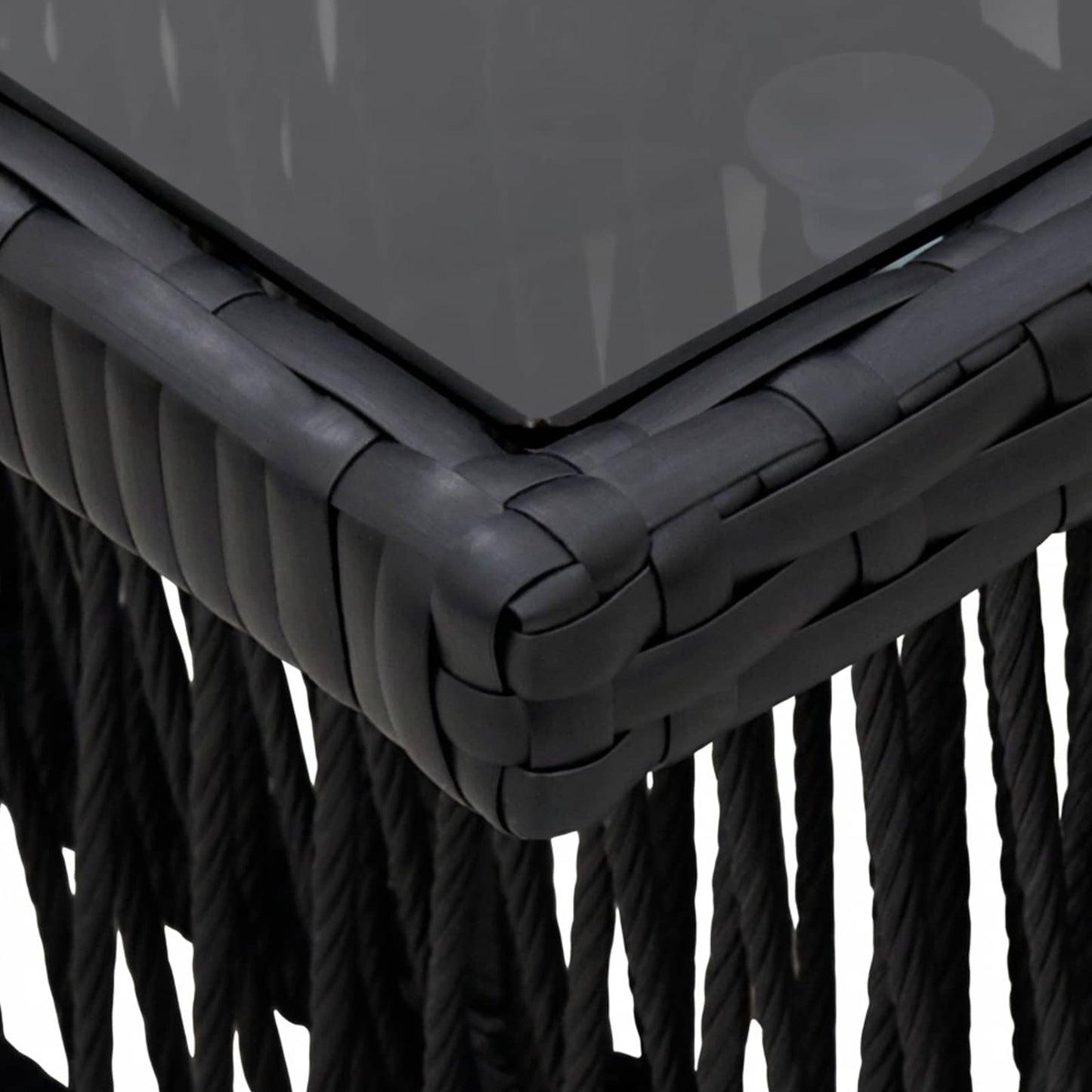vidaXL Garden Table Black 100 x 55 x 37 cm PE Rattan and Glass