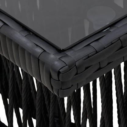 vidaXL Garden Table Black 100 x 55 x 37 cm PE Rattan and Glass
