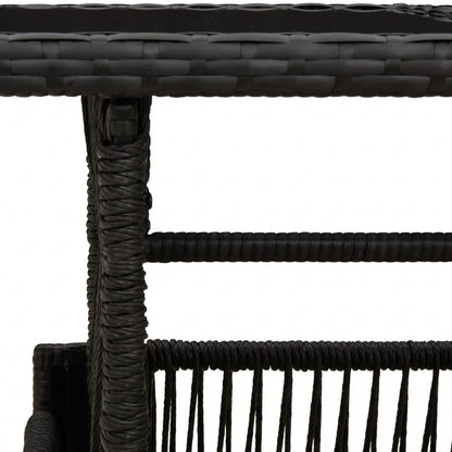 vidaXL Garden Table Black 100 x 55 x 37 cm PE Rattan and Glass