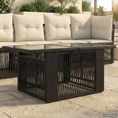vidaXL Garden Table Black 100 x 55 x 37 cm PE Rattan and Glass