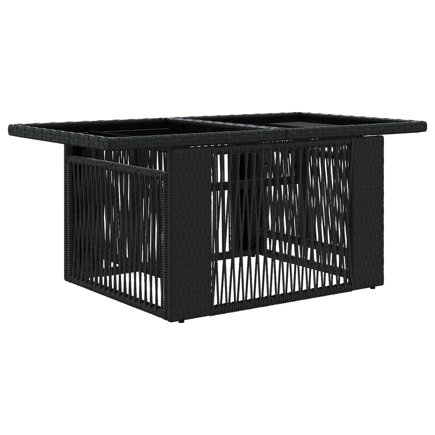 vidaXL Garden Table Black 100 x 55 x 37 cm PE Rattan and Glass