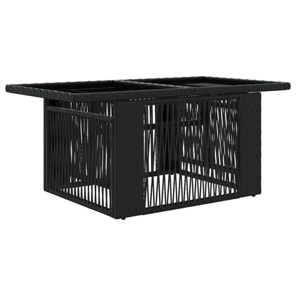 vidaXL Garden Table Black 100 x 55 x 37 cm PE Rattan and Glass