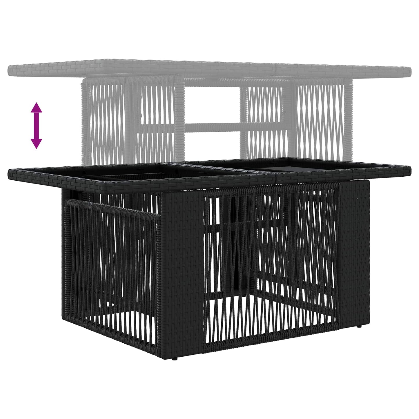 vidaXL Garden Table Black 100 x 55 x 37 cm PE Rattan and Glass