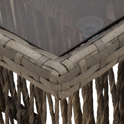 vidaXL Garden Table Grey 100 x 55 x 37 cm PE Rattan and Glass