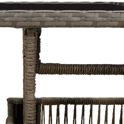 vidaXL Garden Table Grey 100 x 55 x 37 cm PE Rattan and Glass