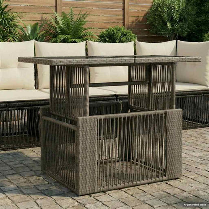 vidaXL Garden Table Grey 100 x 55 x 37 cm PE Rattan and Glass