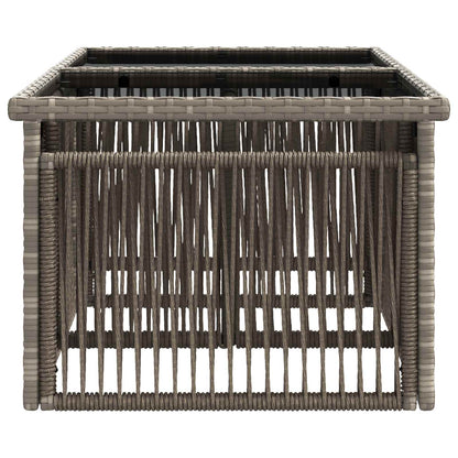 vidaXL Garden Table Grey 100 x 55 x 37 cm PE Rattan and Glass