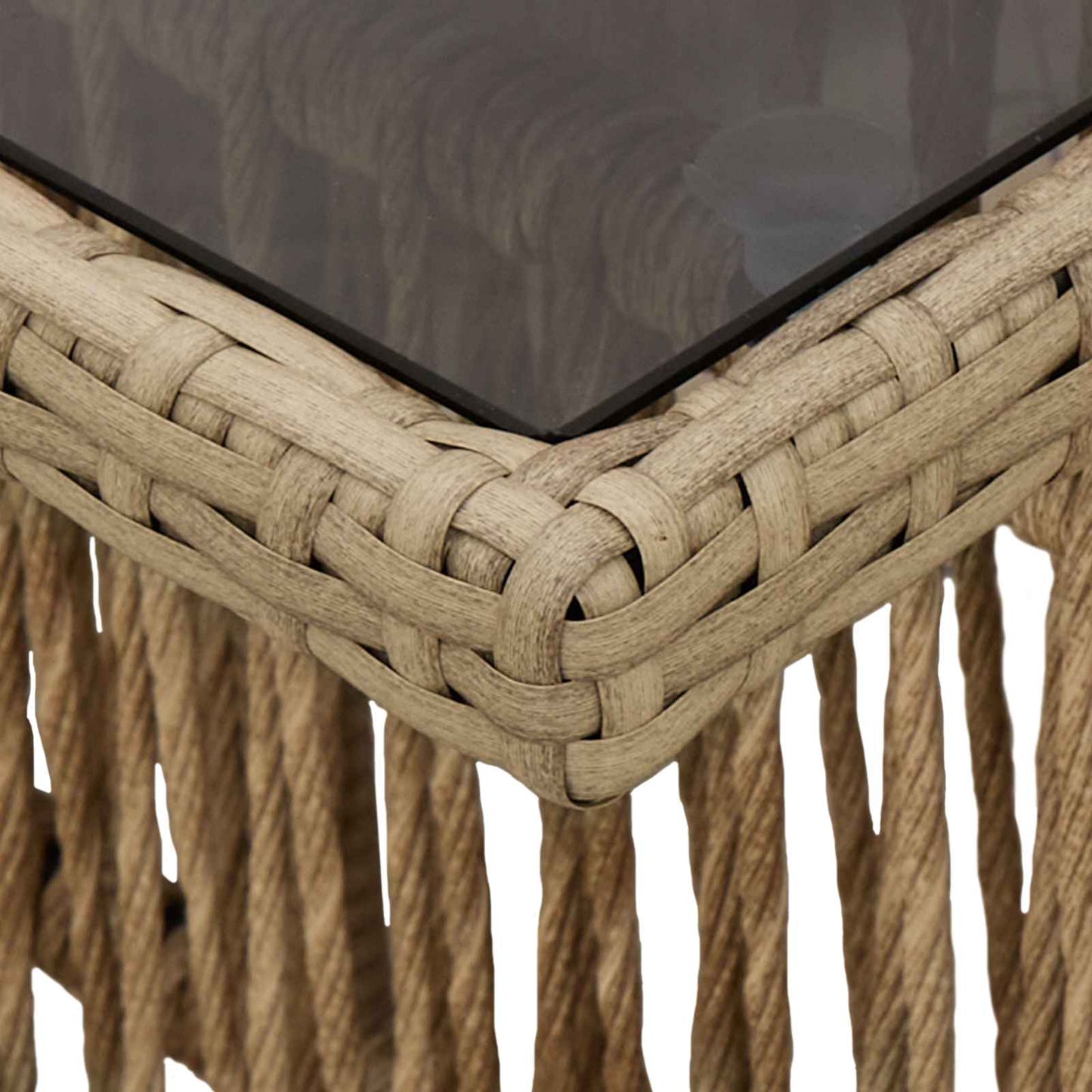 vidaXL Garden Table Beige 100 x 55 x 37 cm PE Rattan and Glass