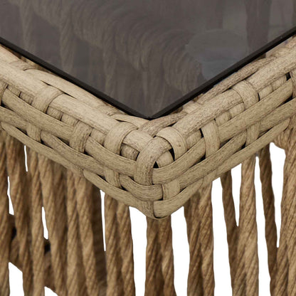 vidaXL Garden Table Beige 100 x 55 x 37 cm PE Rattan and Glass