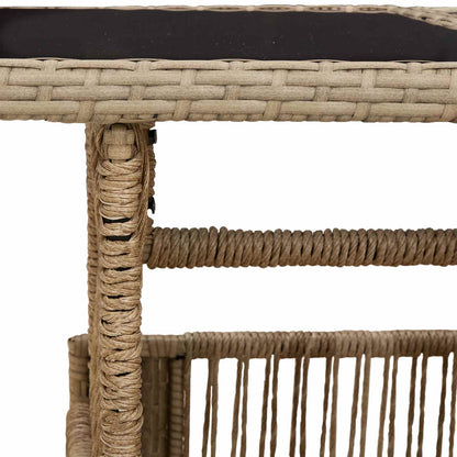 vidaXL Garden Table Beige 100 x 55 x 37 cm PE Rattan and Glass