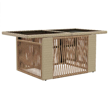 vidaXL Garden Table Beige 100 x 55 x 37 cm PE Rattan and Glass