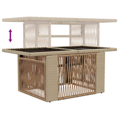 vidaXL Garden Table Beige 100 x 55 x 37 cm PE Rattan and Glass