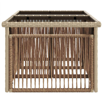vidaXL Garden Table Beige 100 x 55 x 37 cm PE Rattan and Glass