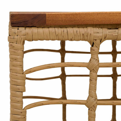 vidaXL Garden Table Natural 55 x 55 x 37 cm PE Rattan and Glass