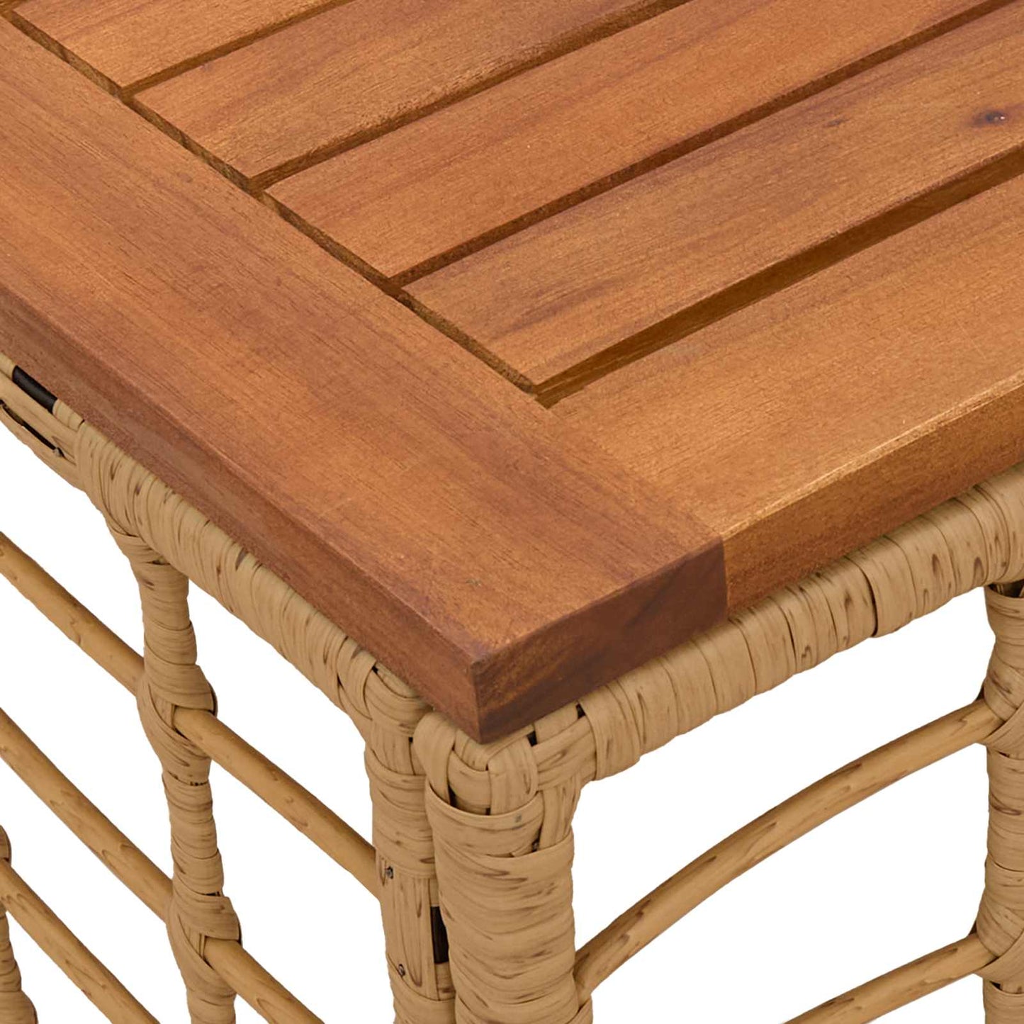 vidaXL Garden Table Natural 55 x 55 x 37 cm PE Rattan and Glass