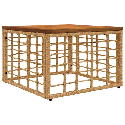 vidaXL Garden Table Natural 55 x 55 x 37 cm PE Rattan and Glass