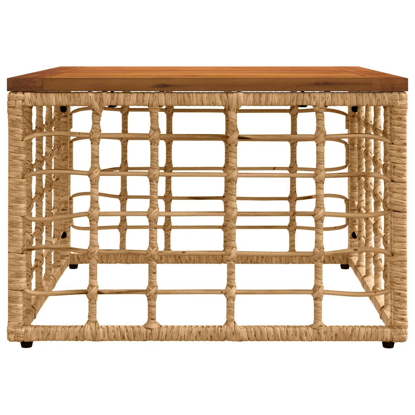 vidaXL Garden Table Natural 55 x 55 x 37 cm PE Rattan and Glass