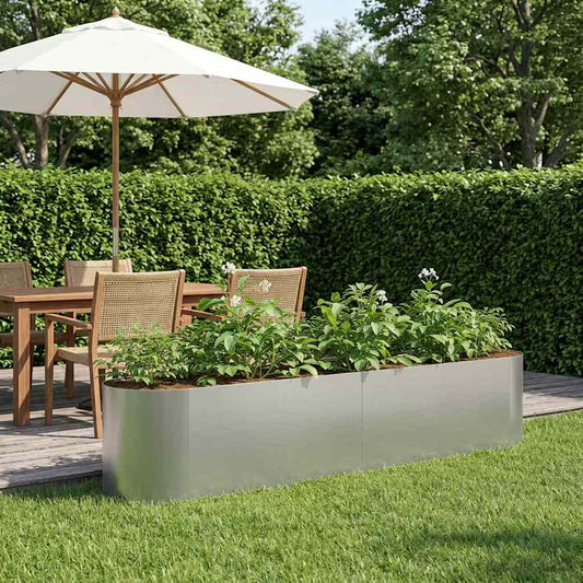 vidaXL Raised Garden Bed Galvanised Steel 200 x 40x 40 cm
