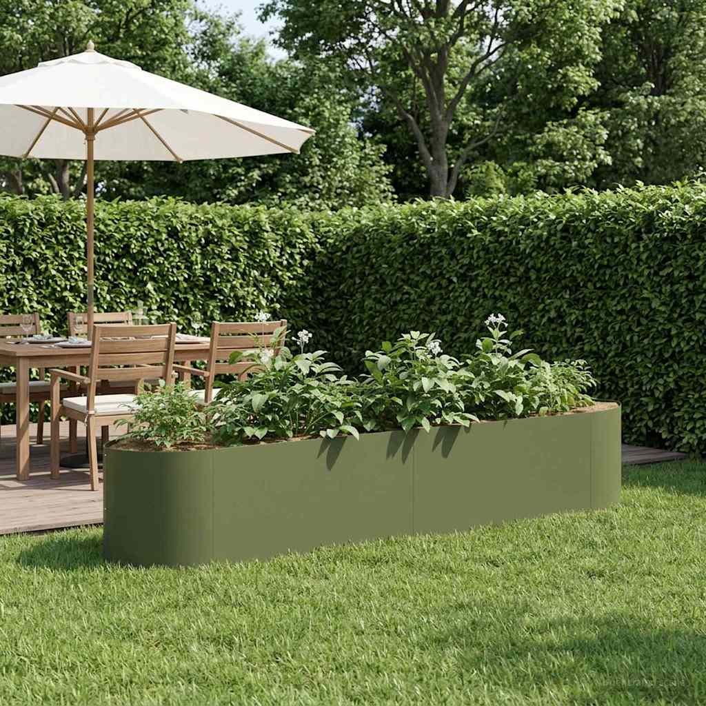 vidaXL Raised Garden Bed Olive Green 220 x 40x 40 cm Steel