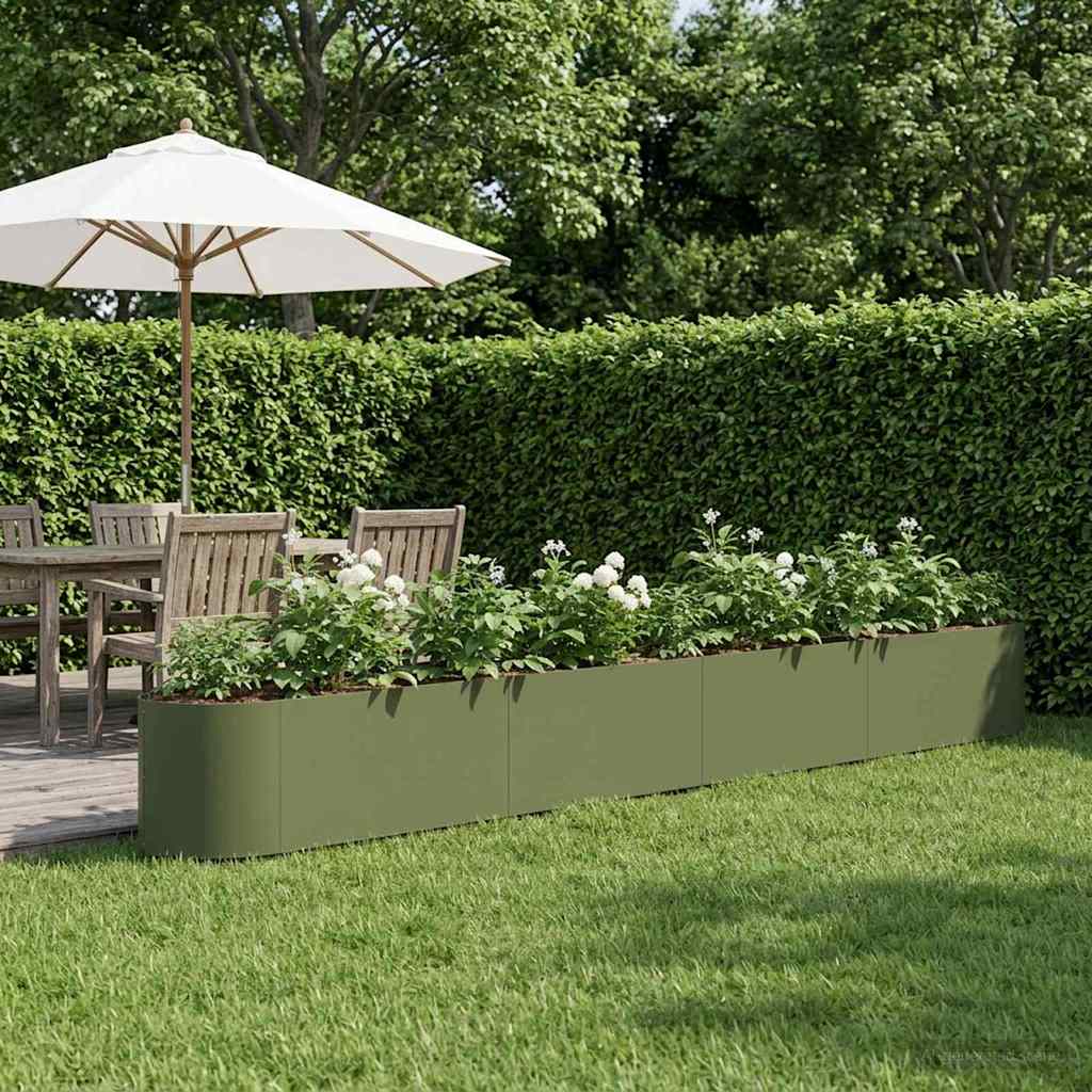 vidaXL Raised Garden Bed Olive Green 380 x 40x 40 cm Steel