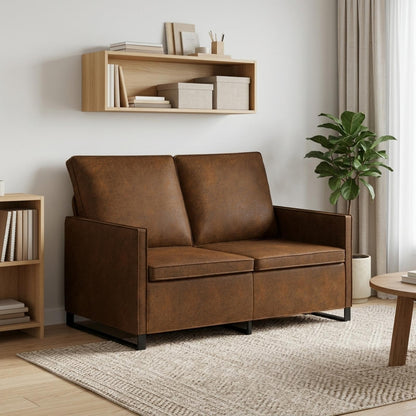 vidaXL 2 Seater Sofa Brown 130 x 81 x 82 cm Faux Suede Fabric