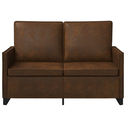 vidaXL 2 Seater Sofa Brown 130 x 81 x 82 cm Faux Suede Fabric