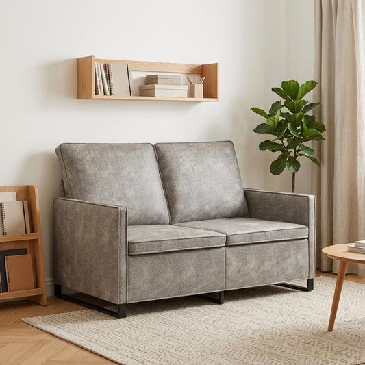 vidaXL 2 Seater Sofa Light Grey 130 x 81 x 82 cm Faux Suede Fabric