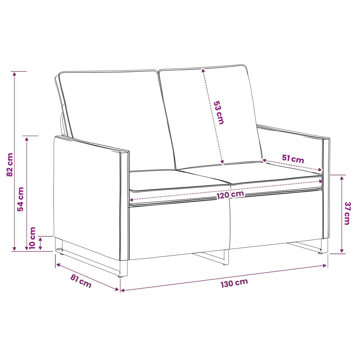 vidaXL 2 Seater Sofa Dark Grey 130 x 81 x 82 cm Faux Suede Fabric
