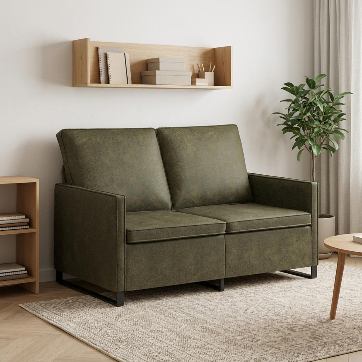 vidaXL 2 Seater Sofa Army Green 130 x 81 x 82 cm Faux Suede Fabric