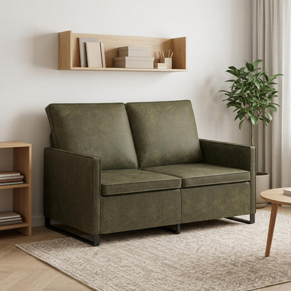 vidaXL 2 Seater Sofa Army Green 130 x 81 x 82 cm Faux Suede Fabric