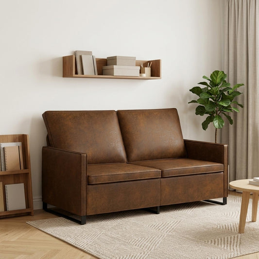 vidaXL 2 Seater Sofa Brown 150 x 81 x 82 cm Faux Suede Fabric