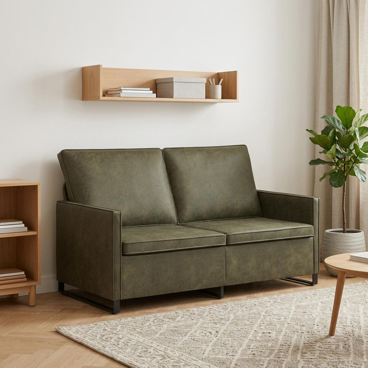 vidaXL 2 Seater Sofa Army Green 150 x 81 x 82 cm Faux Suede Fabric