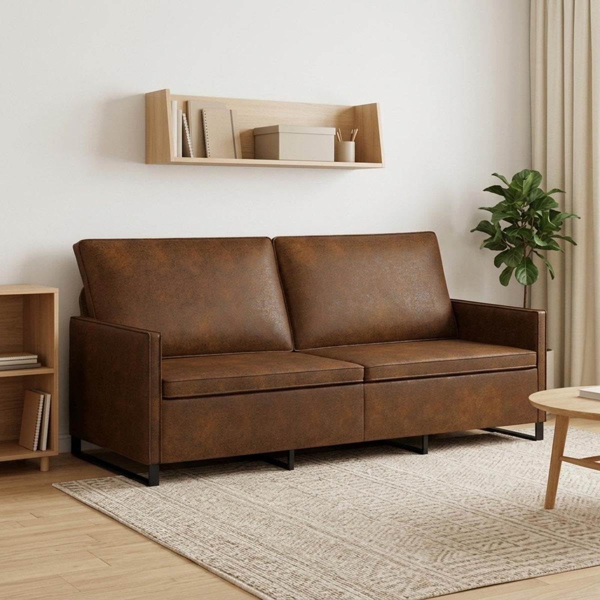 vidaXL 3 Seater Sofa Brown 190 x 81 x 82 cm Faux Suede Fabric