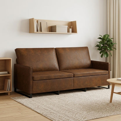 vidaXL 3 Seater Sofa Brown 190 x 81 x 82 cm Faux Suede Fabric