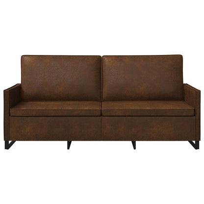 vidaXL 3 Seater Sofa Brown 190 x 81 x 82 cm Faux Suede Fabric