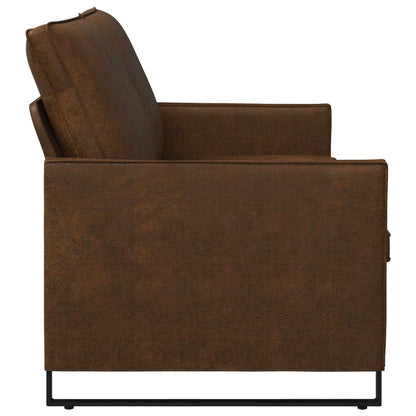 vidaXL 3 Seater Sofa Brown 190 x 81 x 82 cm Faux Suede Fabric