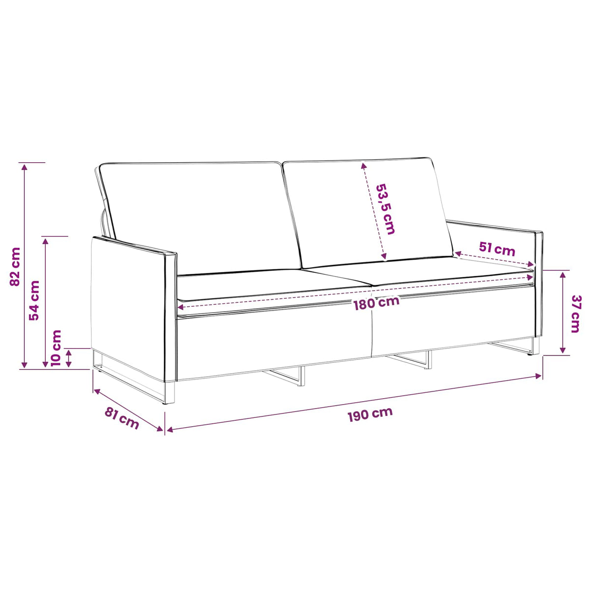 vidaXL 3 Seater Sofa Brown 190 x 81 x 82 cm Faux Suede Fabric