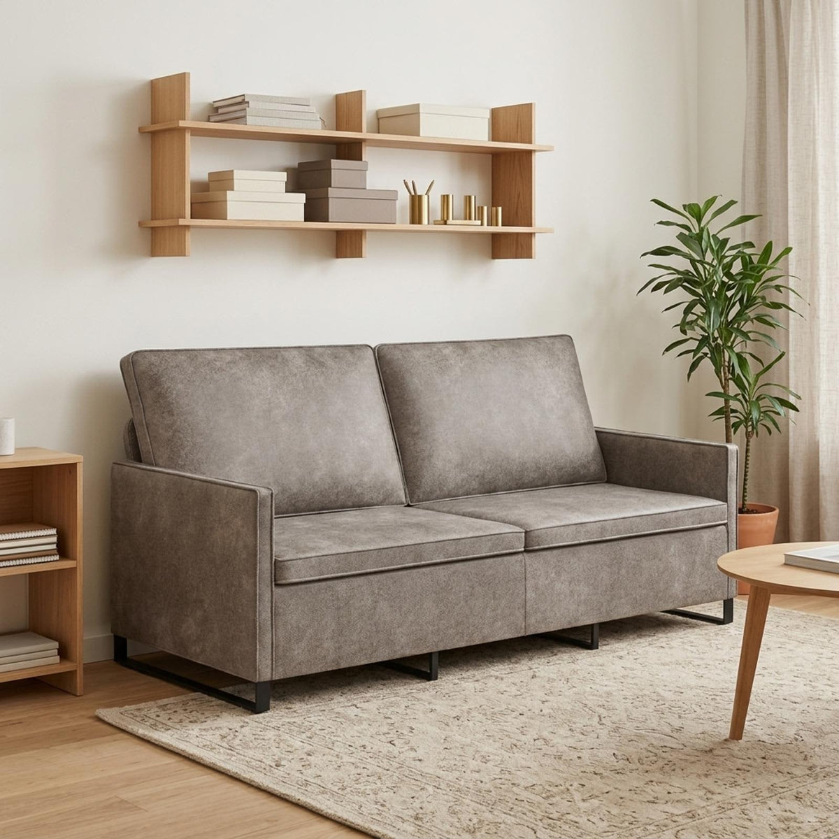 vidaXL 3 Seater Sofa Light Grey 190 x 81 x 82 cm Faux Suede Fabric