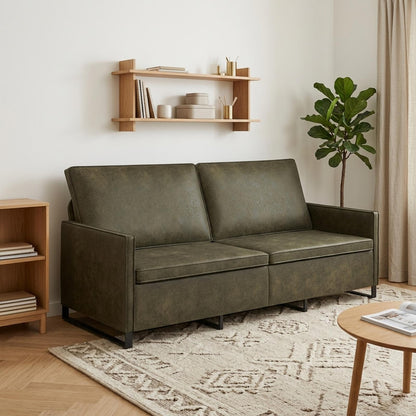 vidaXL 3 Seater Sofa Army Green 190 x 81 x 82 cm Faux Suede Fabric