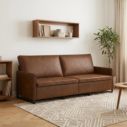 vidaXL 3 Seater Sofa Brown 220 x 81 x 82 cm Faux Suede Fabric