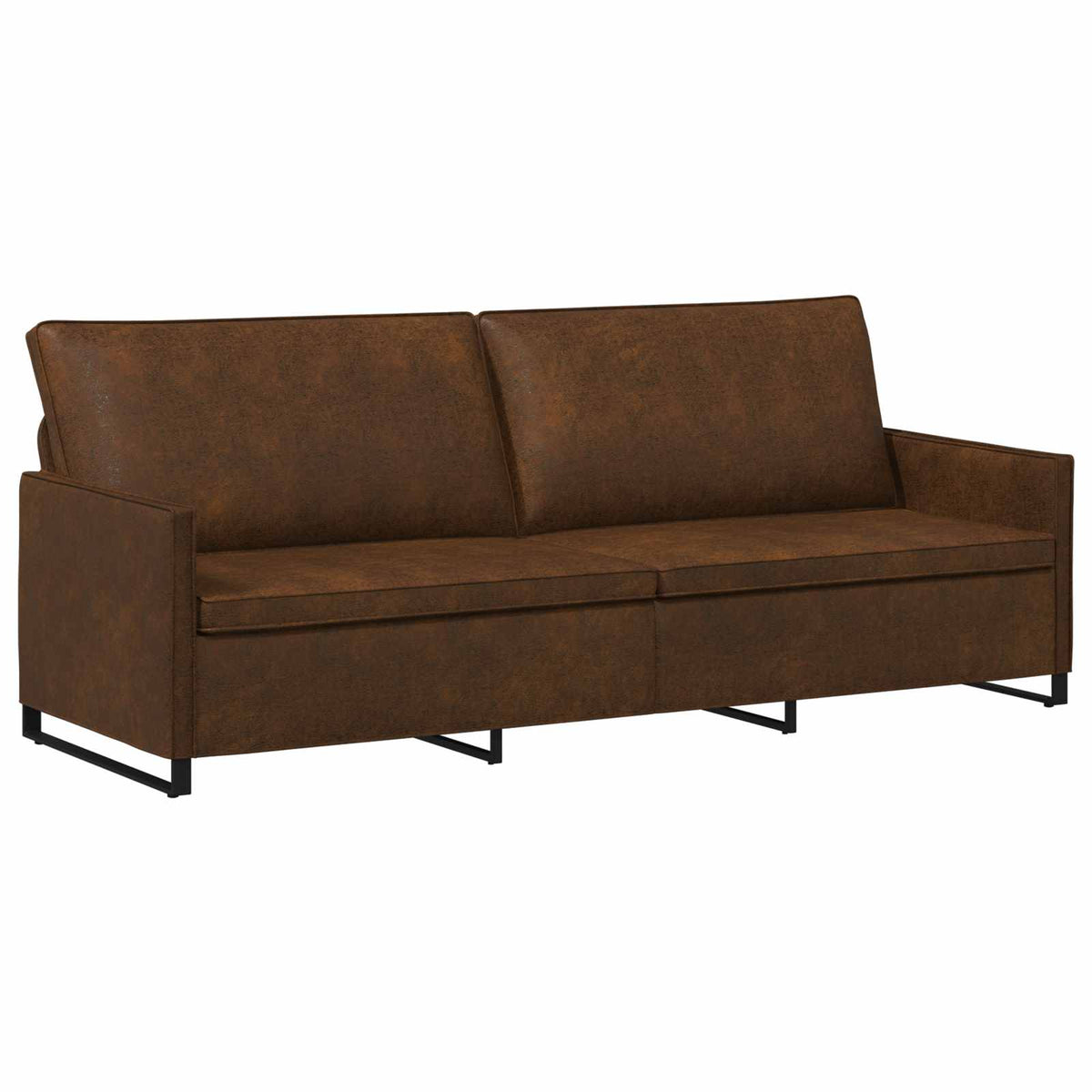 vidaXL 3 Seater Sofa Brown 220 x 81 x 82 cm Faux Suede Fabric