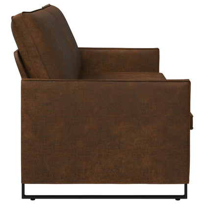 vidaXL 3 Seater Sofa Brown 220 x 81 x 82 cm Faux Suede Fabric