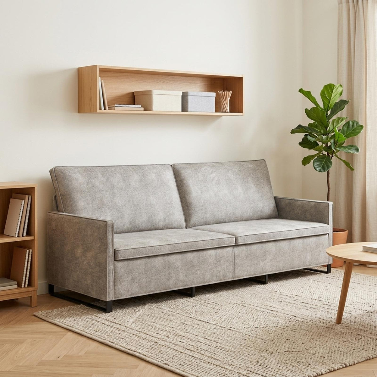 vidaXL 3 Seater Sofa Light Grey 220 x 81 x 82 cm Faux Suede Fabric
