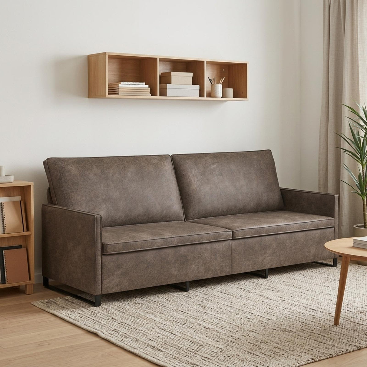 vidaXL 3 Seater Sofa Dark Grey 220 x 81 x 82 cm Faux Suede Fabric