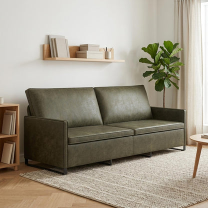 vidaXL 3 Seater Sofa Army Green 220 x 81 x 82 cm Faux Suede Fabric