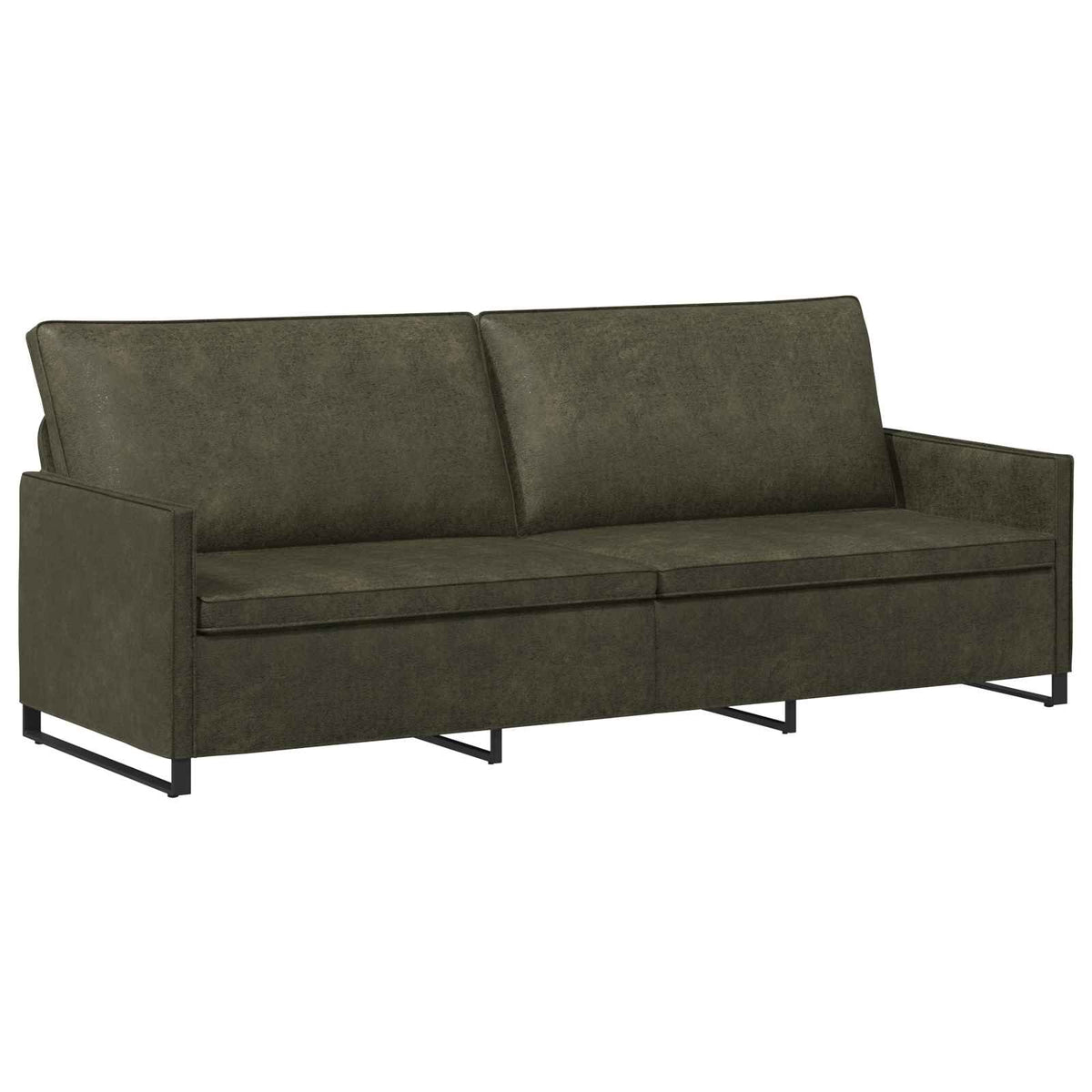vidaXL 3 Seater Sofa Army Green 220 x 81 x 82 cm Faux Suede Fabric