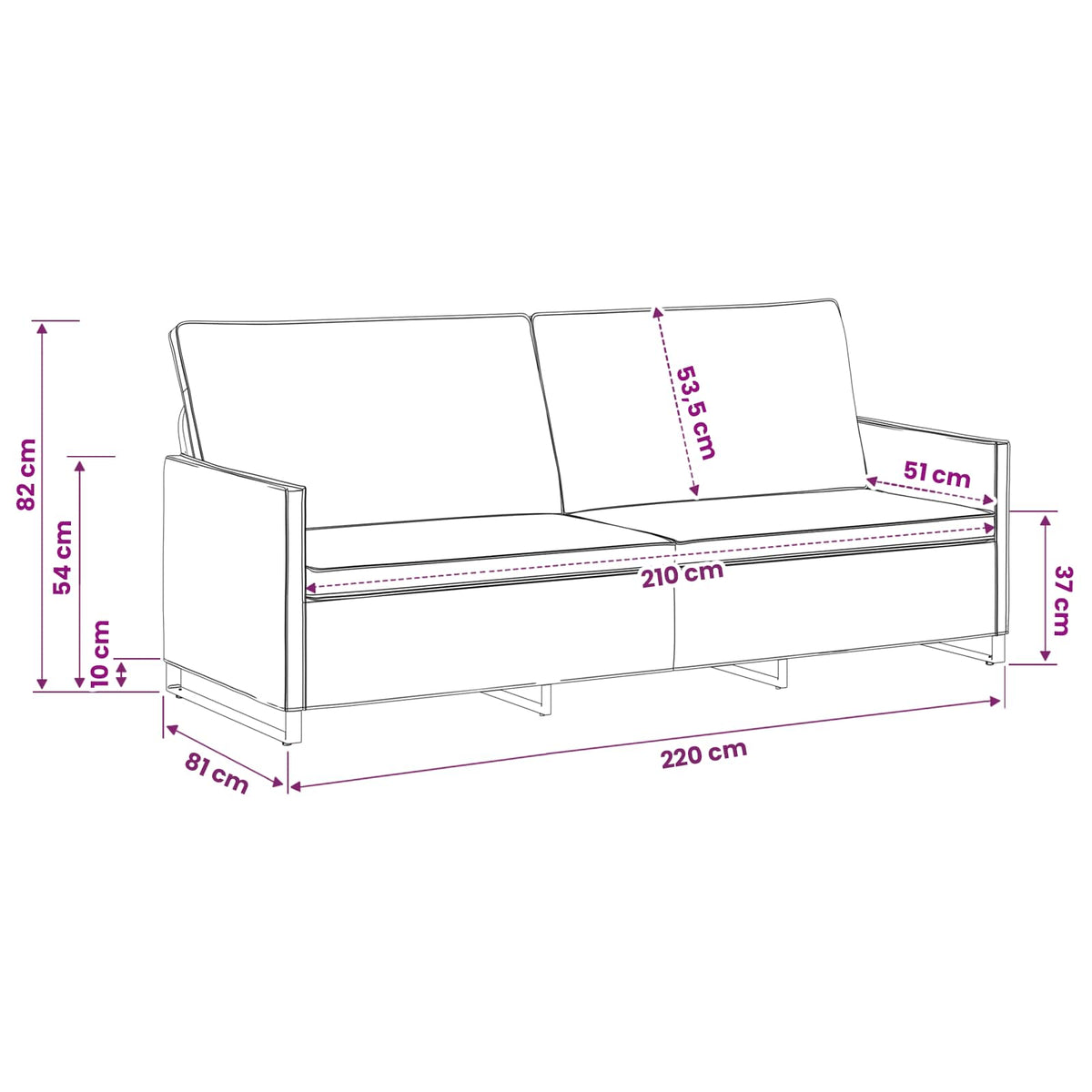 vidaXL 3 Seater Sofa Army Green 220 x 81 x 82 cm Faux Suede Fabric