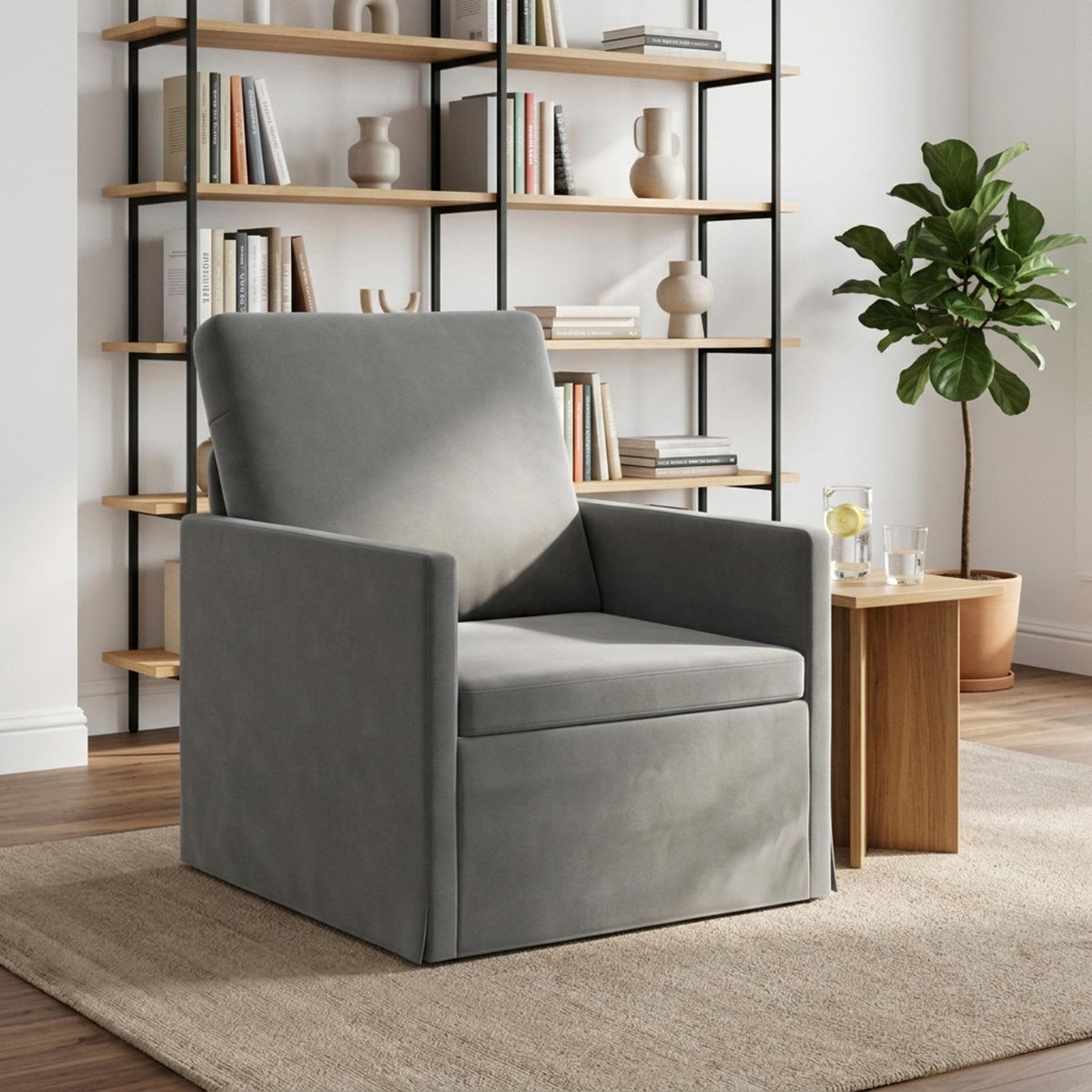 vidaXL Armchair Dark Grey 70 x 81 x 82 cm Velvet